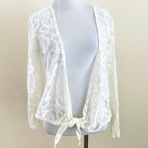 Y2K VINTAGE TOGETHER LACE CARDIGAN LONG SLEEVE FLORAL MEDIUM